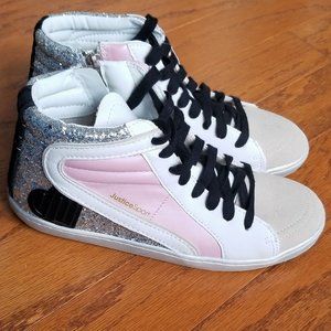 Justice Sport Girls Glittery Hightop Mid Court Sneakers Size 6 NWT